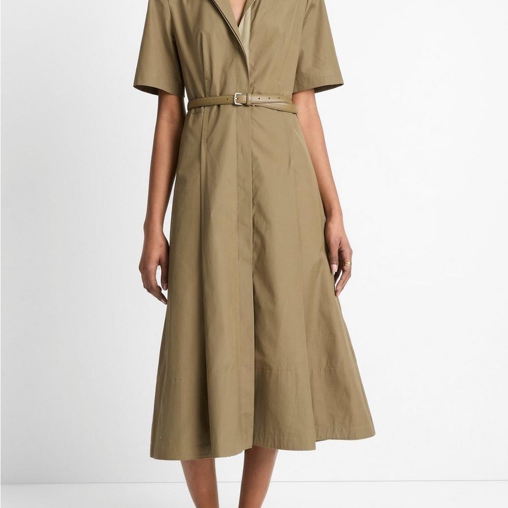 Vince Khaki Midi Dress with Belt